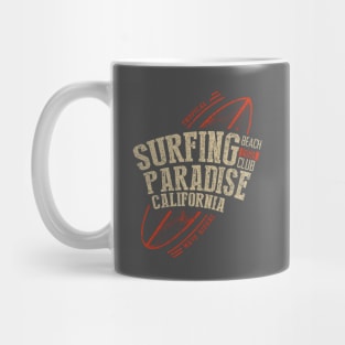 Surfing paradise California surf board Typography Mug